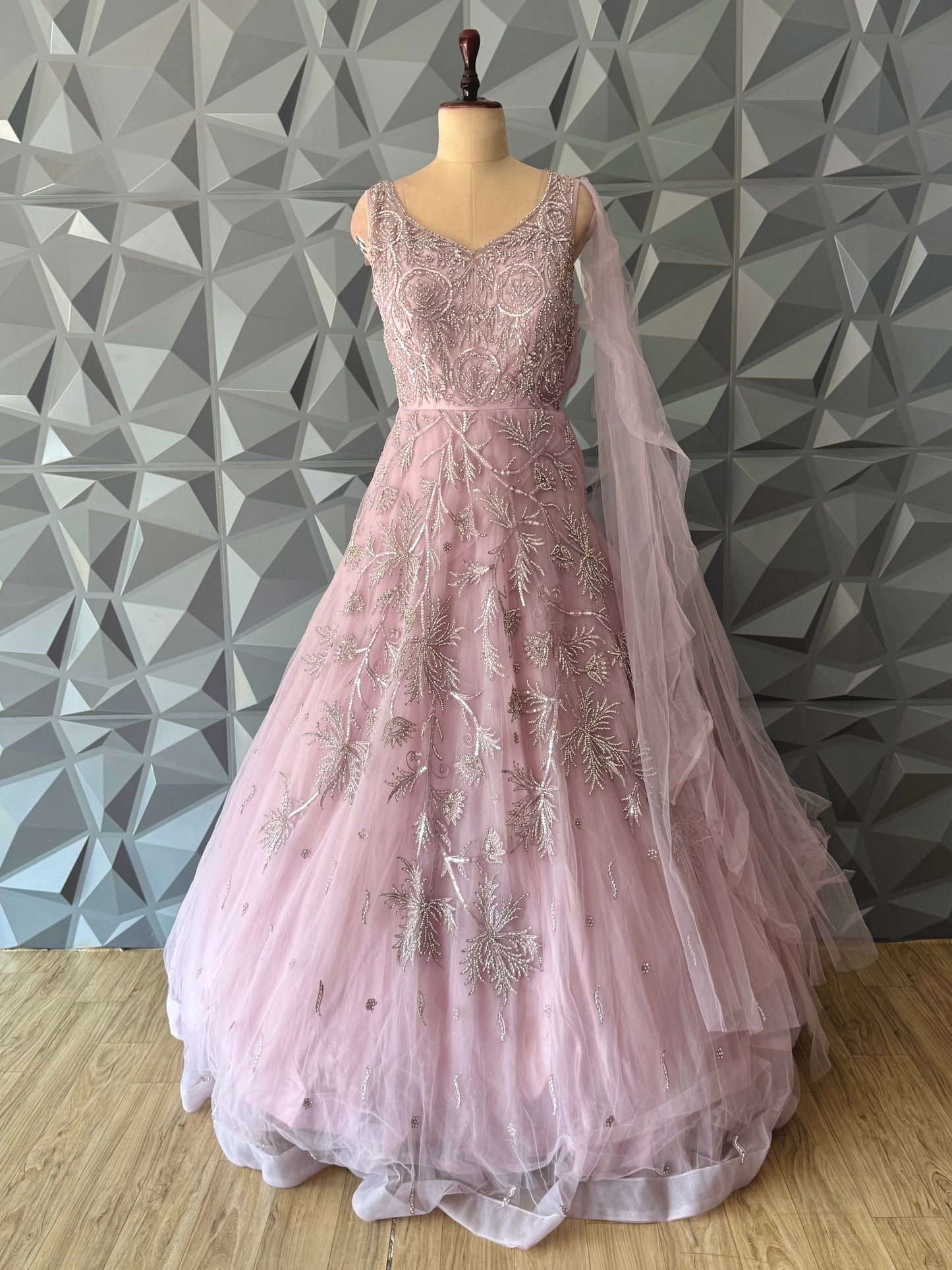 Baby Pink Indowestern Long Gown