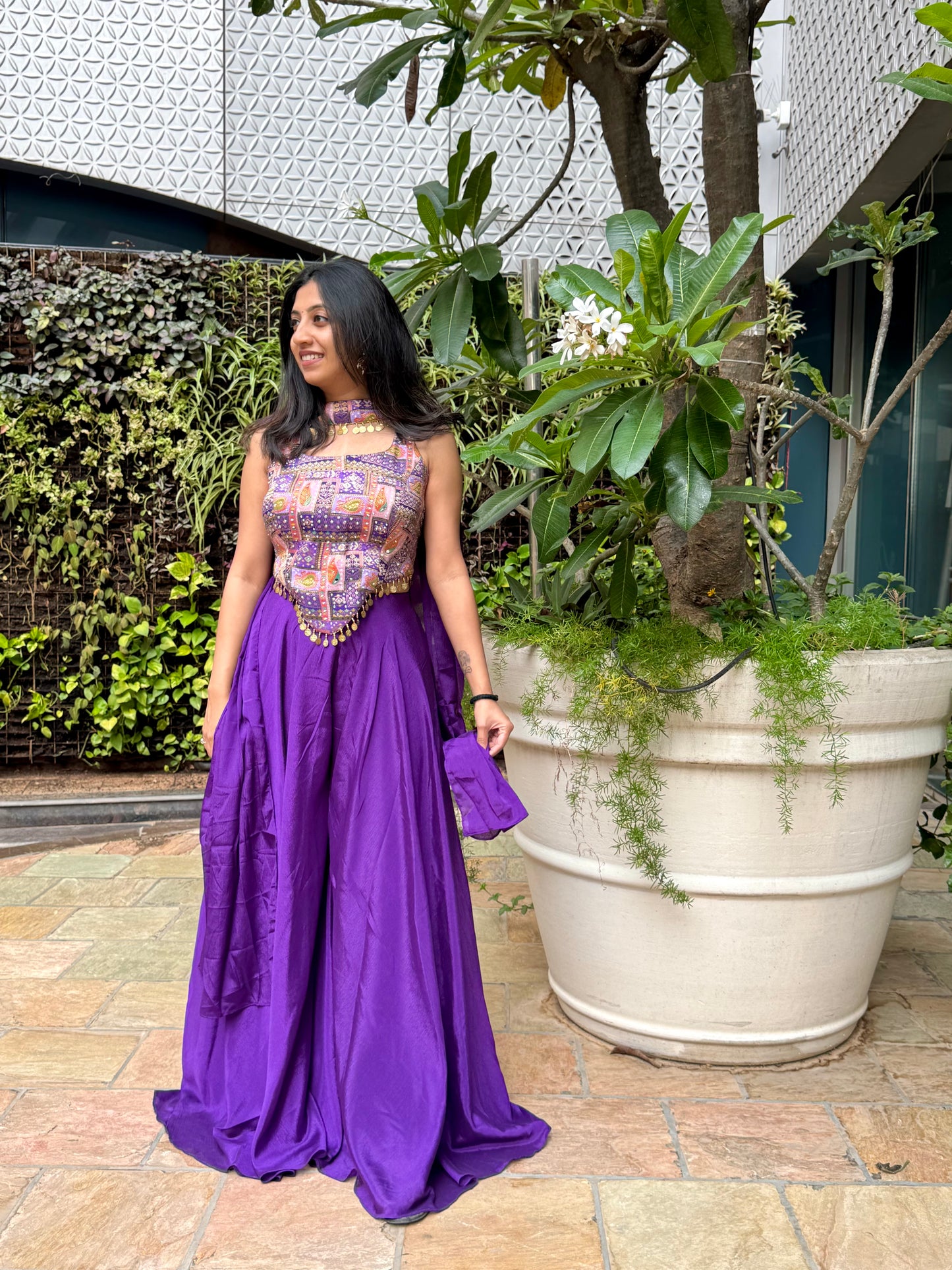 Purple Indo Western Plazo Set