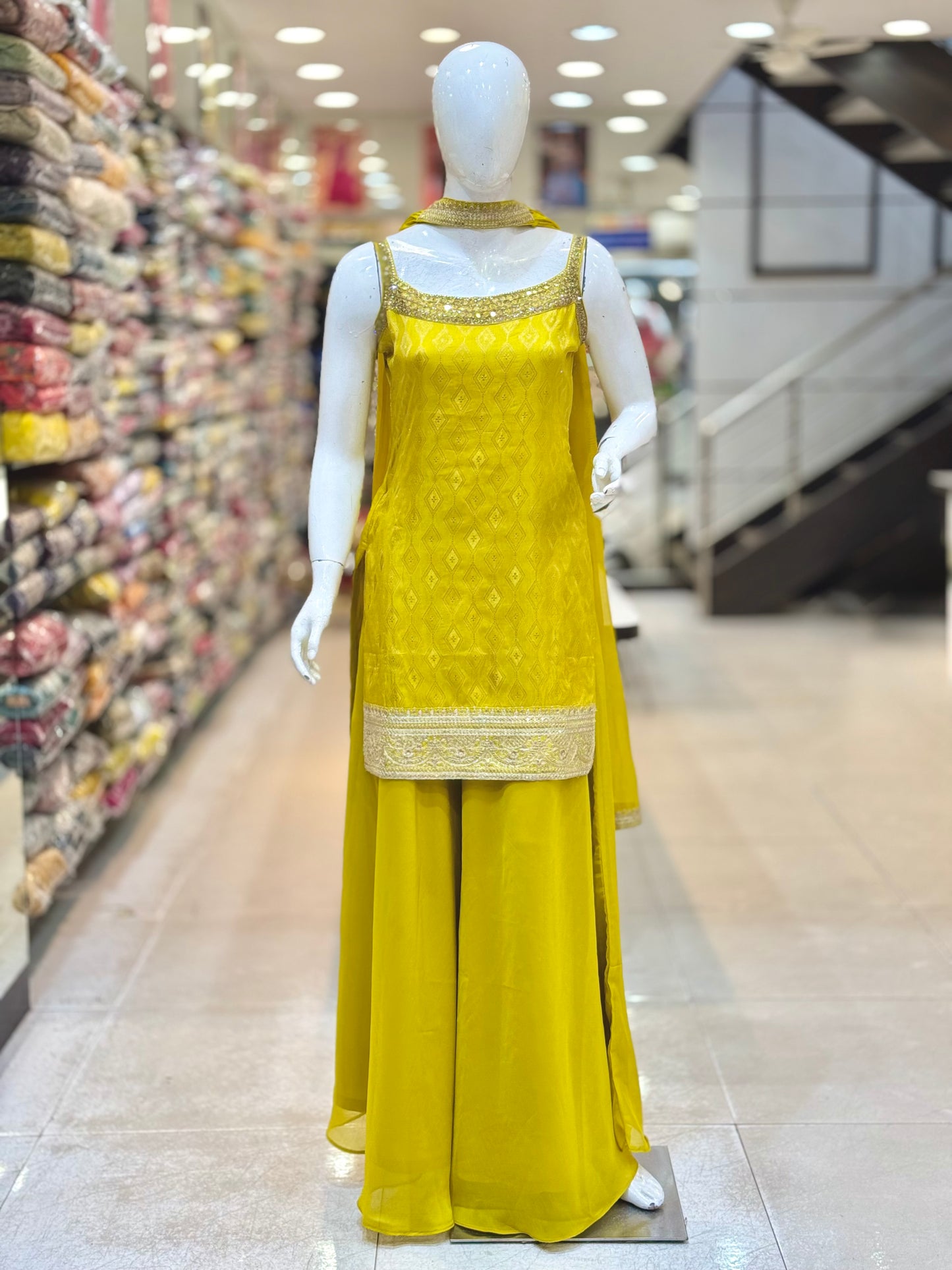 Neon Yellow Sharara Set