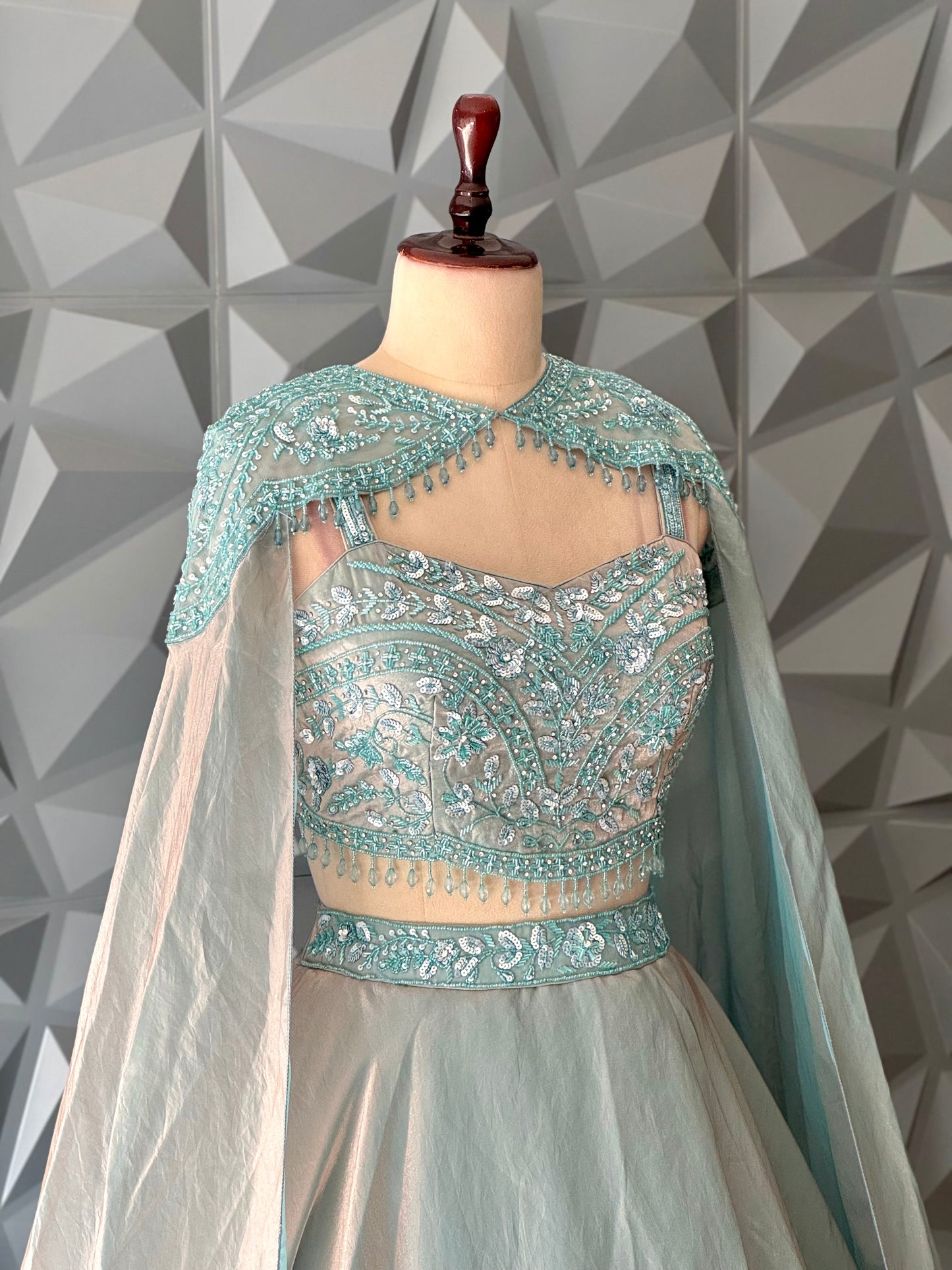Metallic Blue Mermaid Lehenga Set