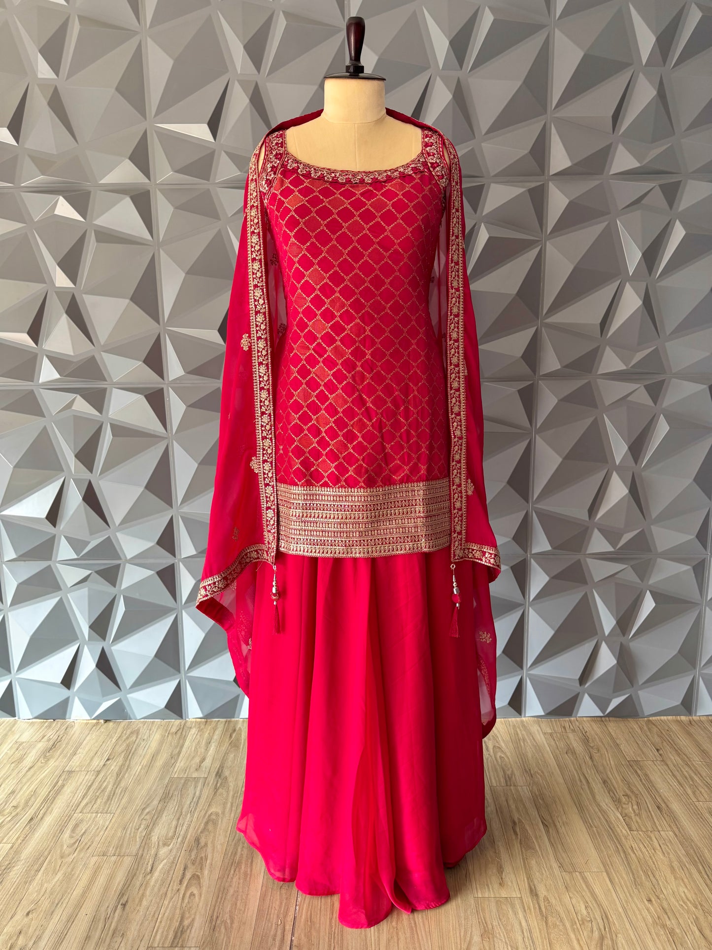 Red Sharara Set