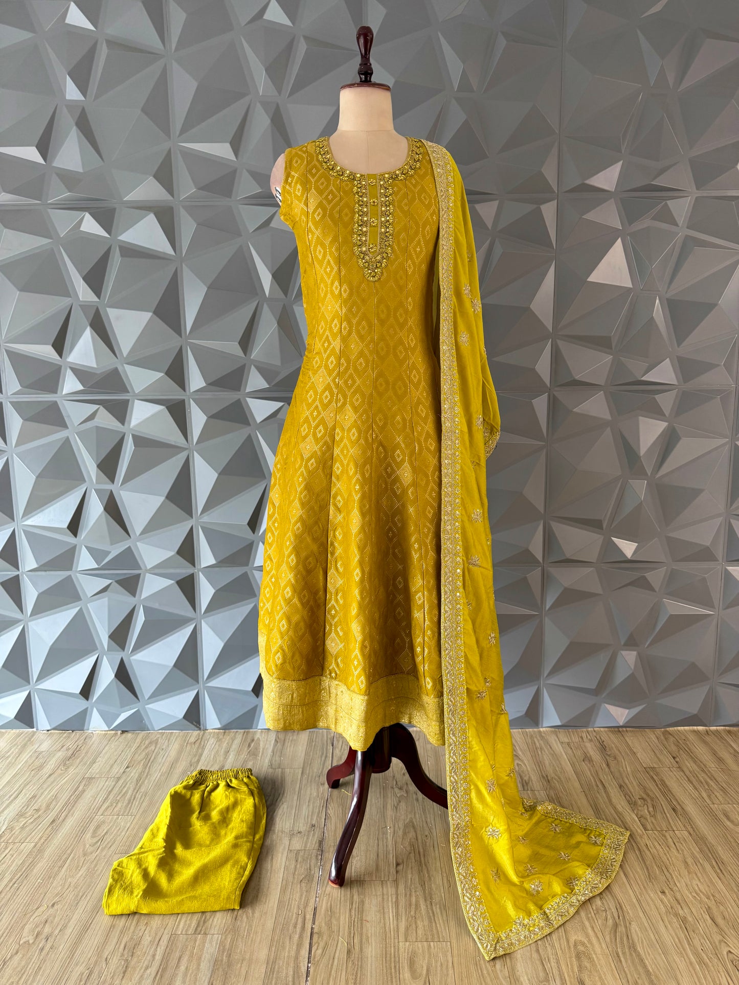 Emerald Green Banarasi style-Anarkali set