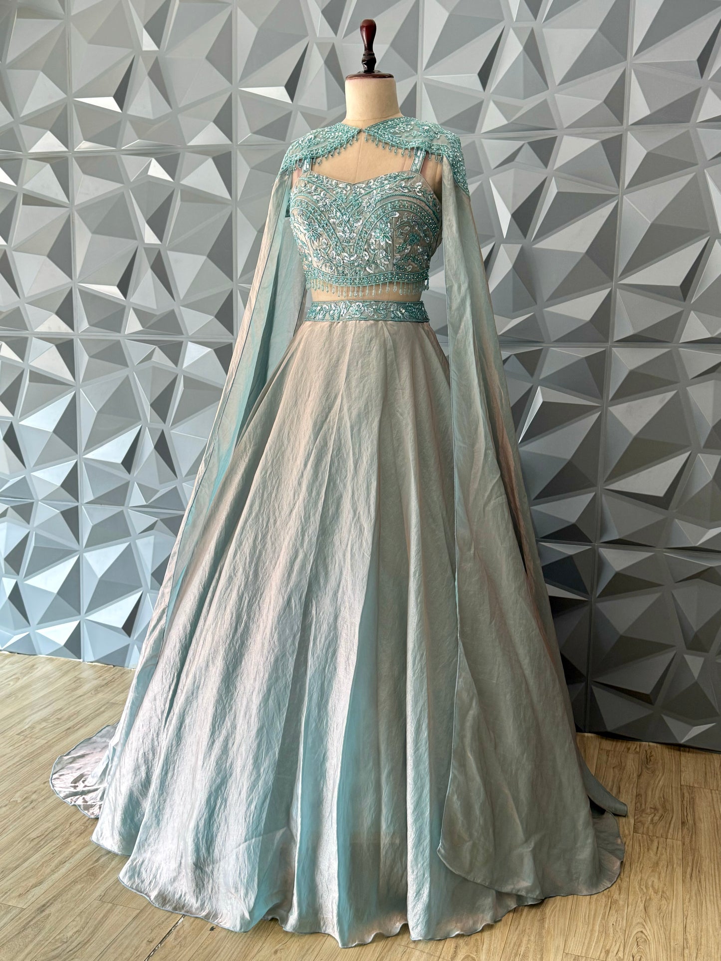 Metallic Blue Mermaid Lehenga Set