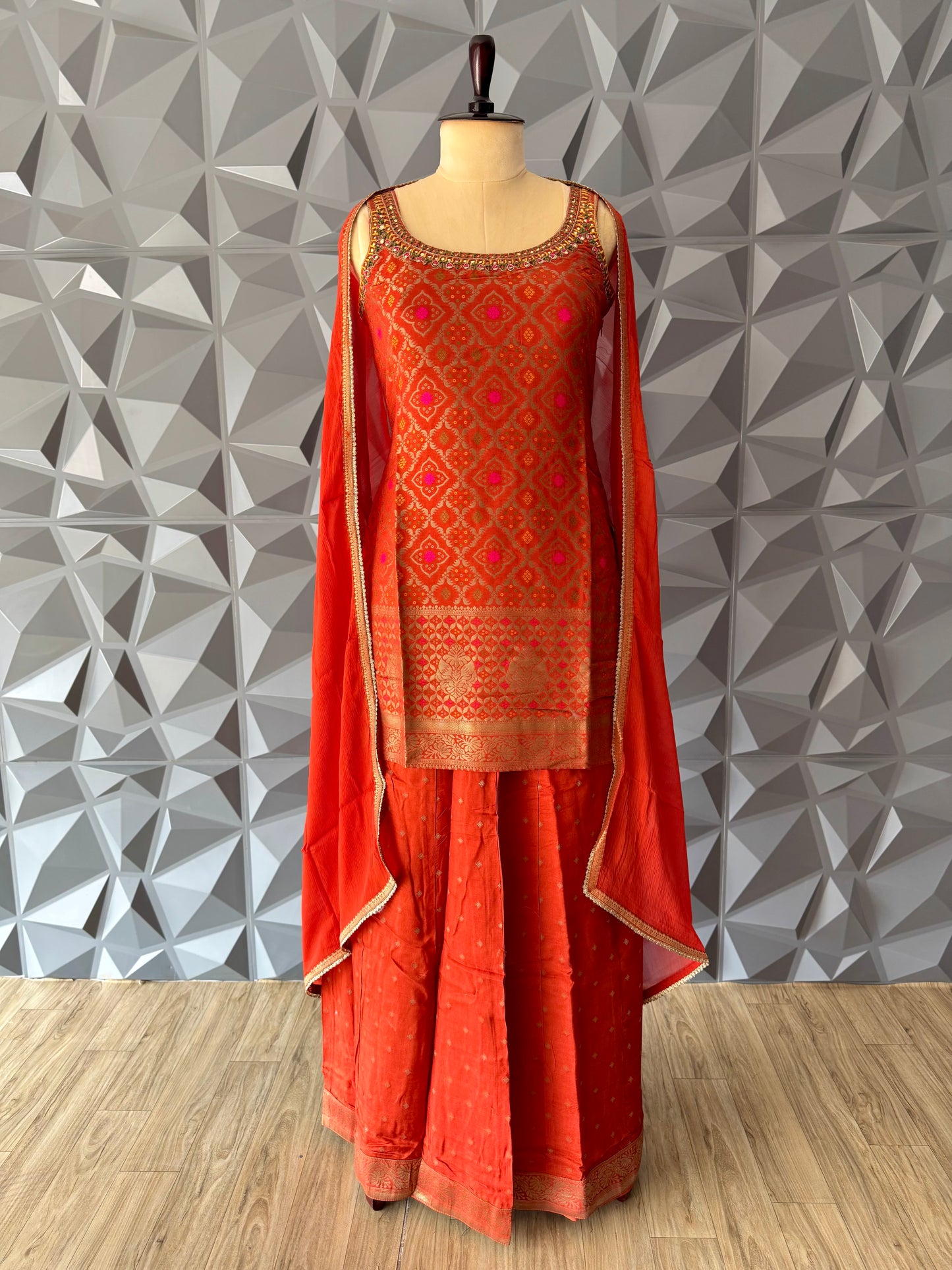 Orange Sharara Set