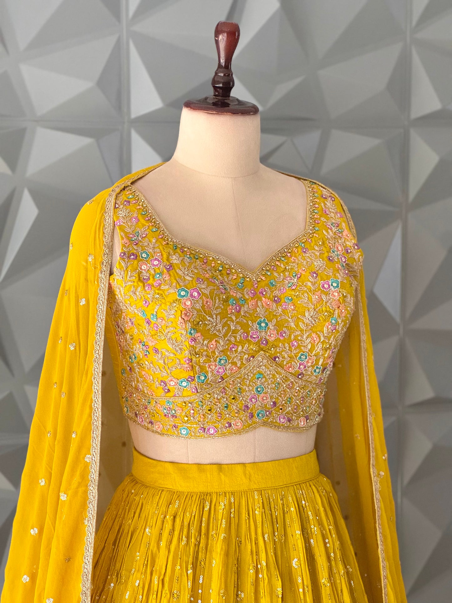 Yellow Embroidered Lehenga Set