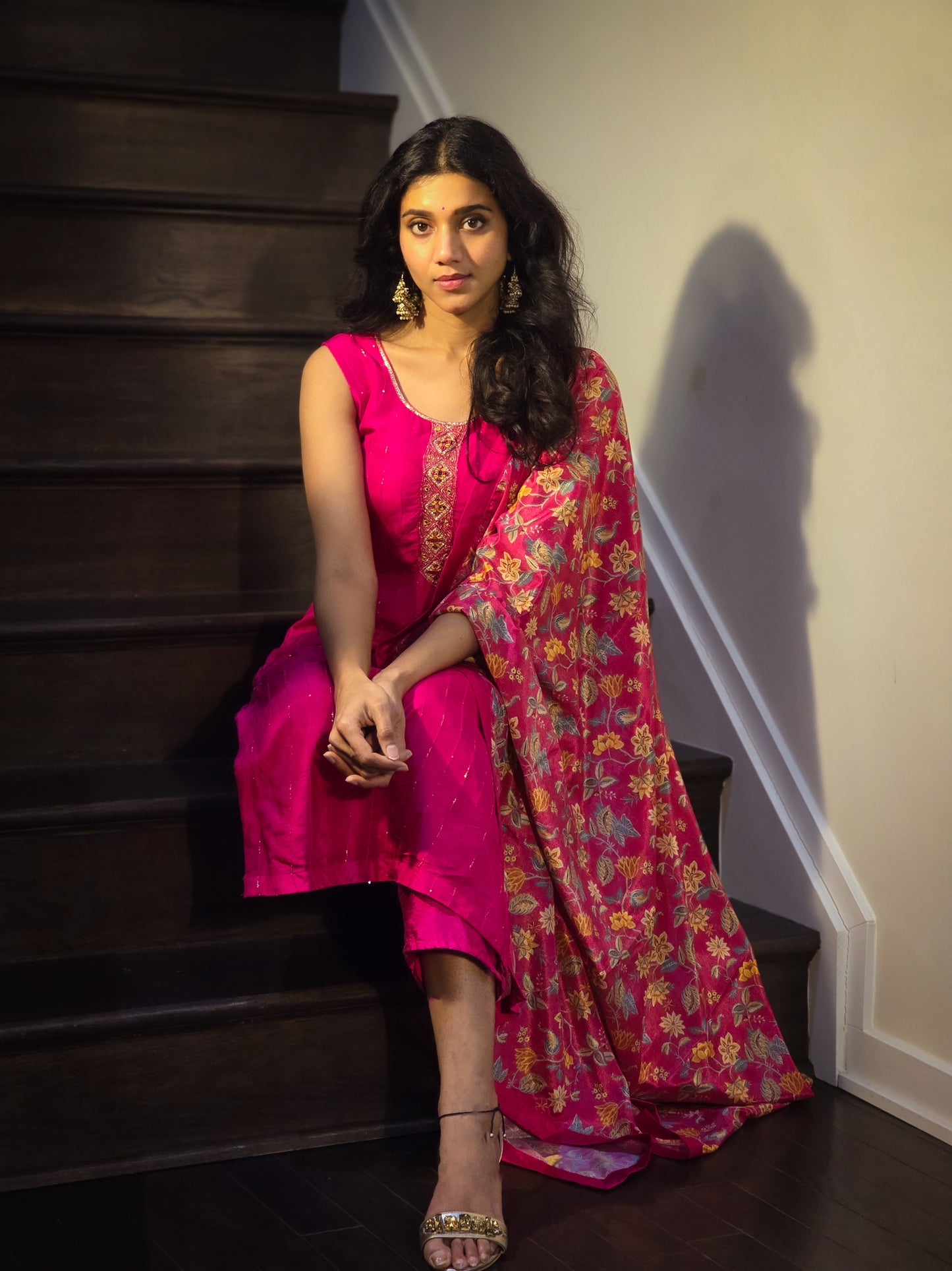 Pink Floral Straight Suit