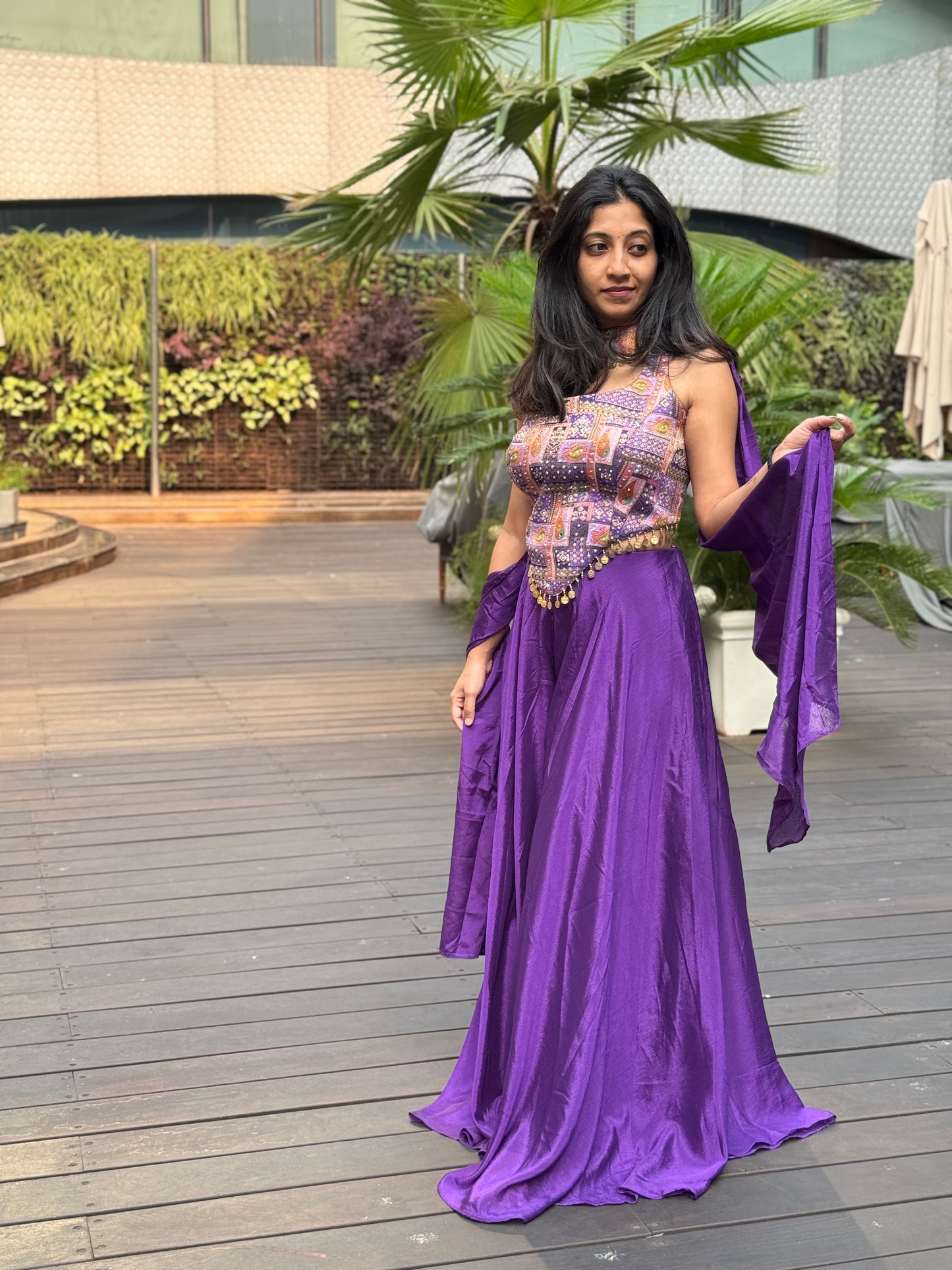 Purple Indo Western Plazo Set