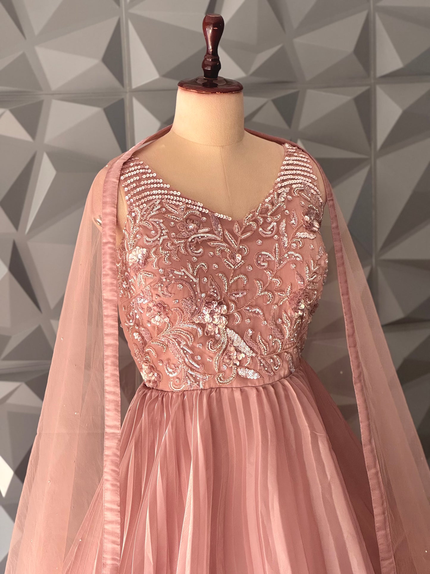 Mauve Pink Tissue Long Dress