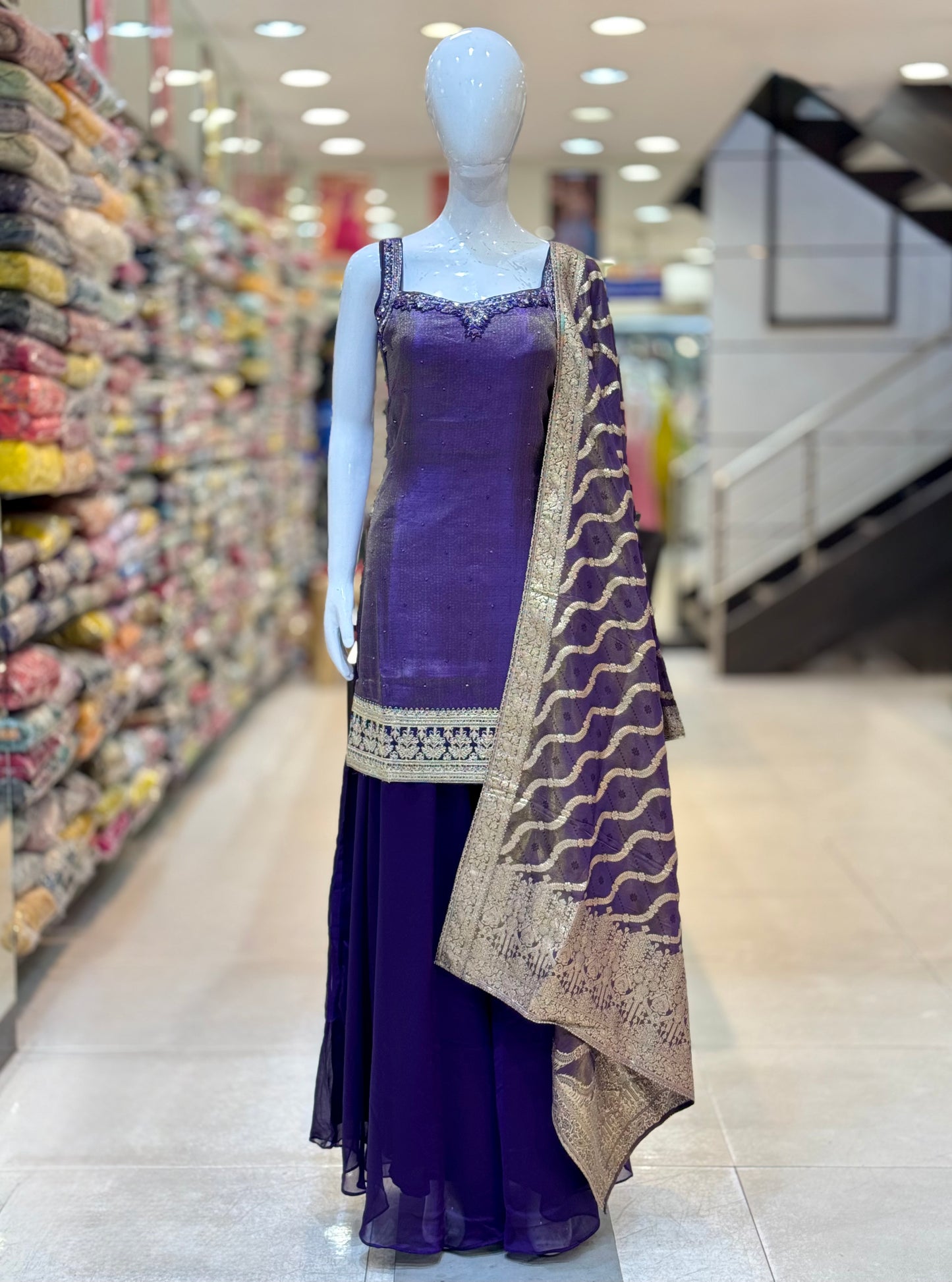 Purple Sharara Set