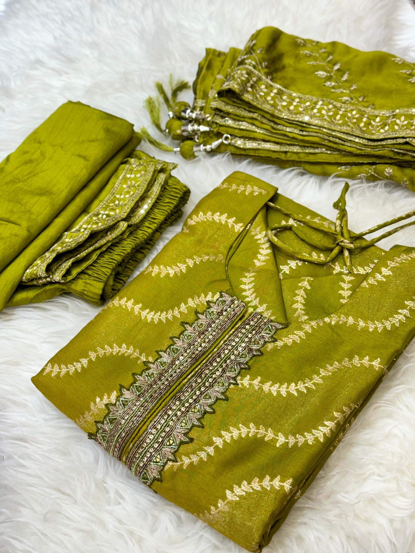 Mehendi Green Straight Cut Set