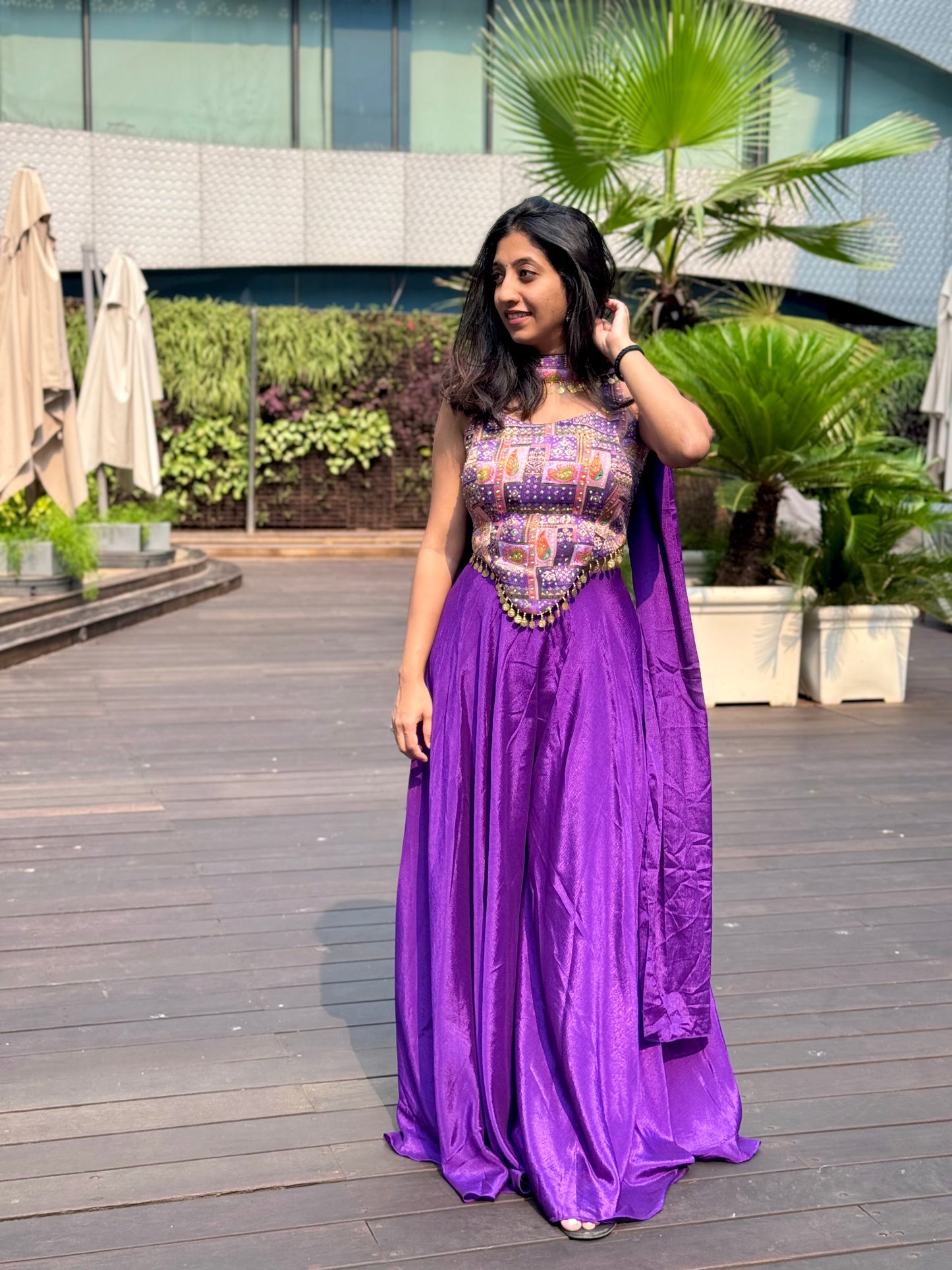 Purple Indo Western Plazo Set