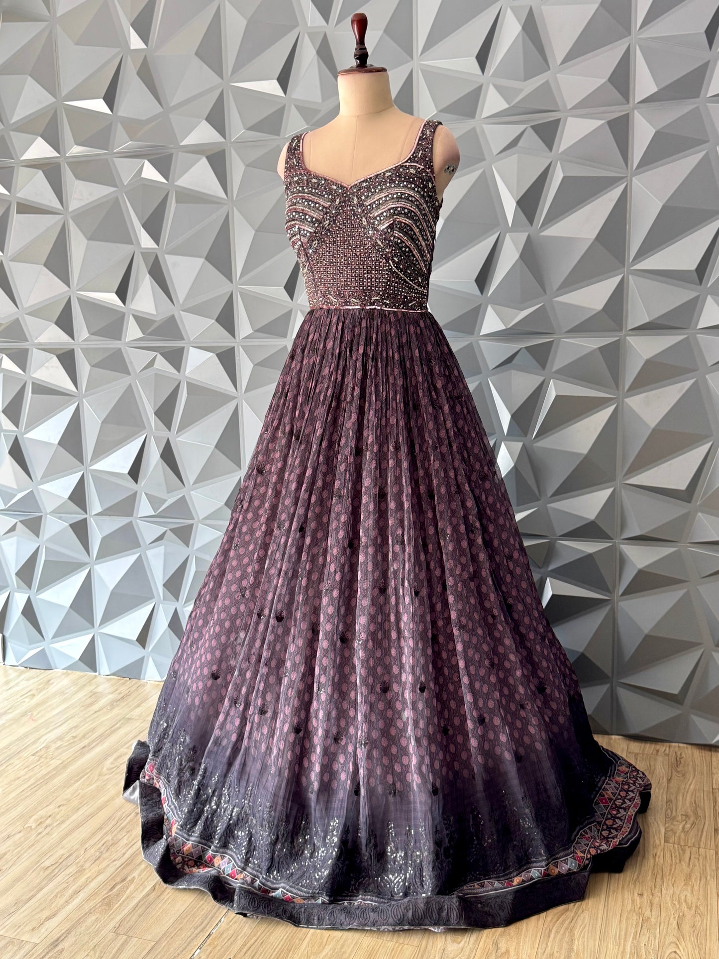 Wine Multicoloured Long Gown