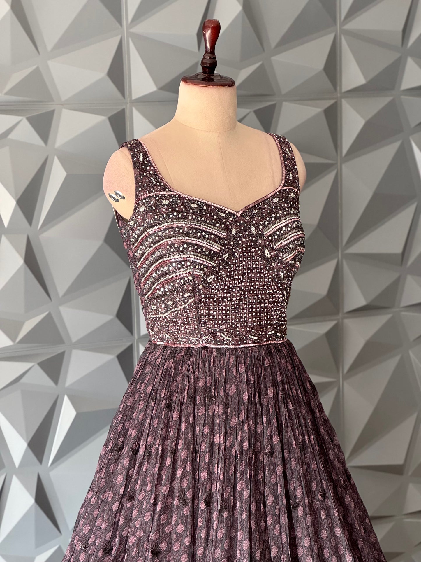Wine Multicoloured Long Gown