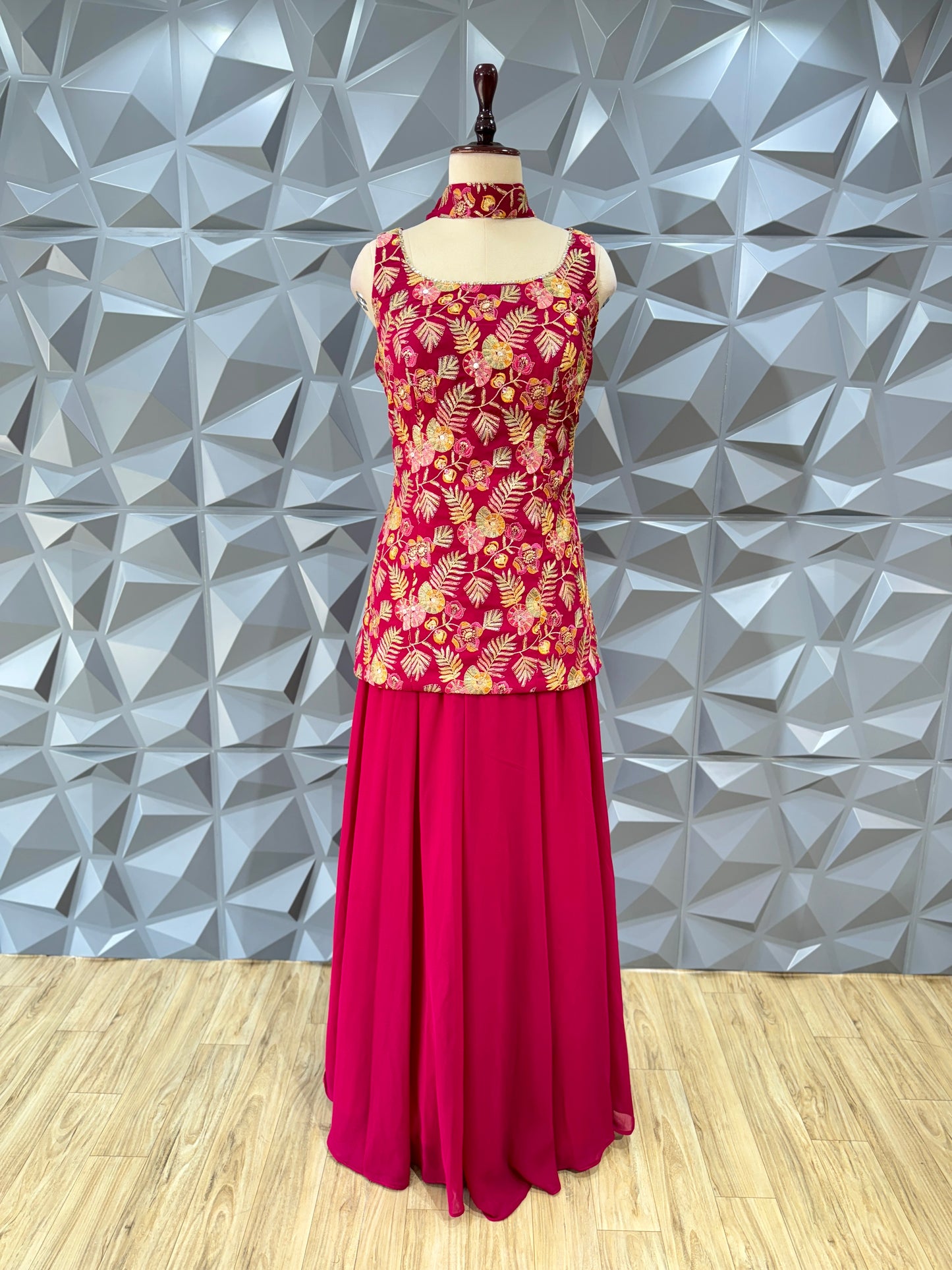 Red Floral Sharara Set