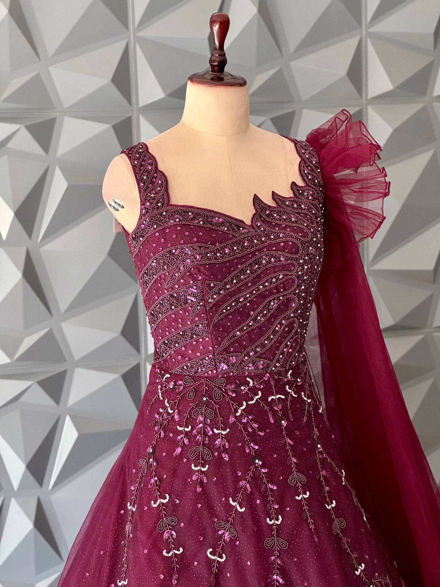 Wine Designer Gown