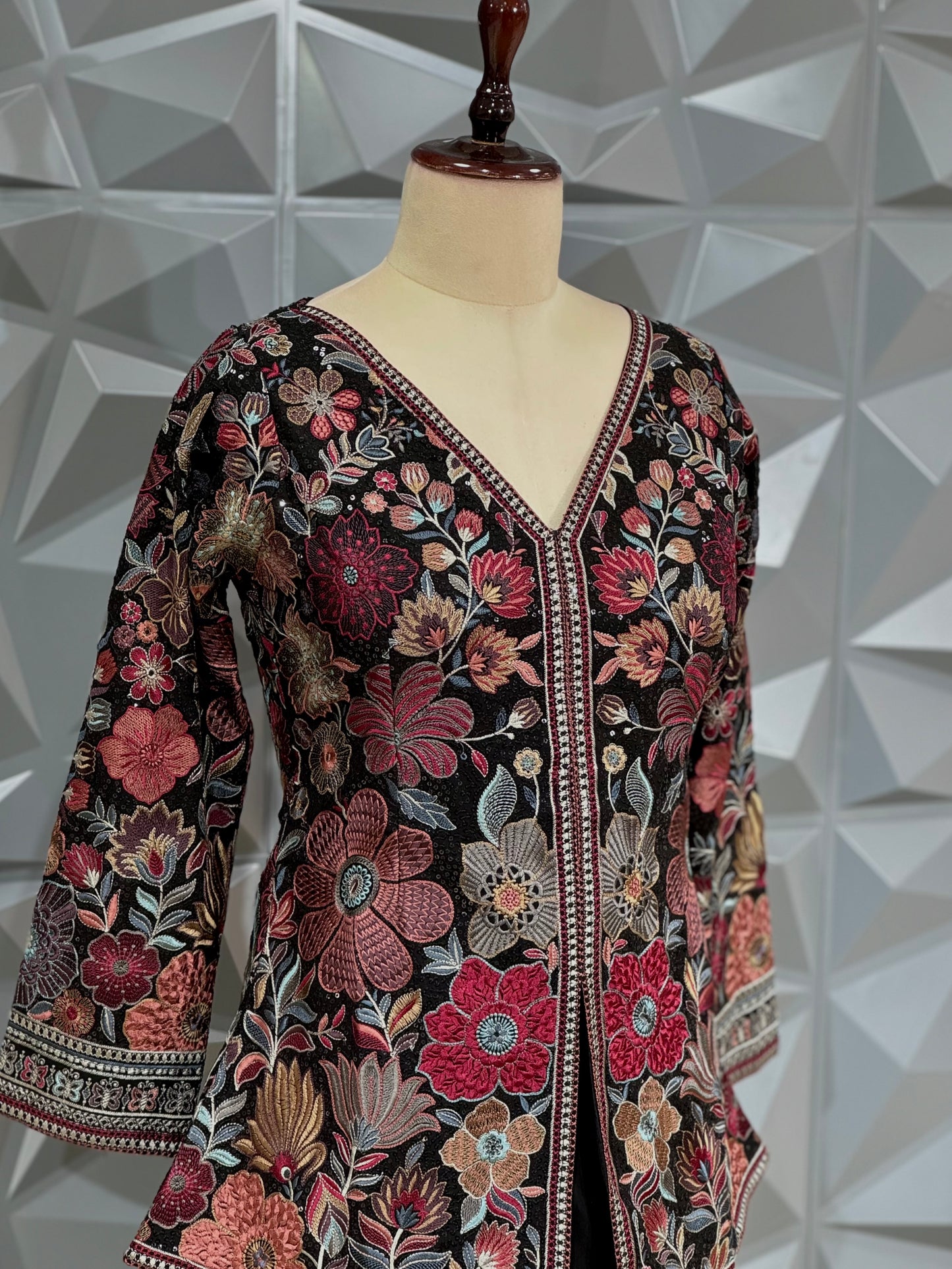 Black Indo-western Plazo Set