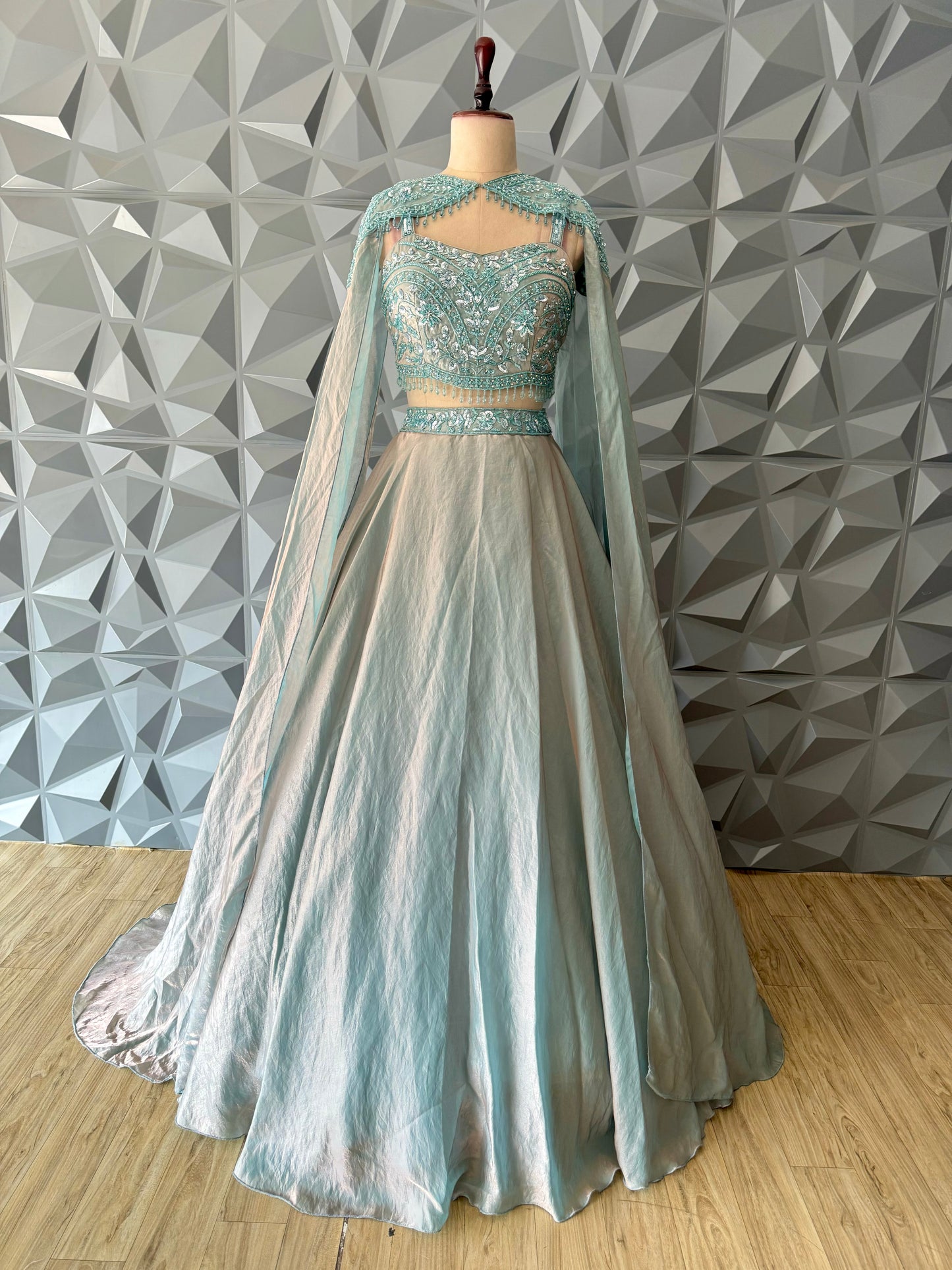 Metallic Blue Mermaid Lehenga Set