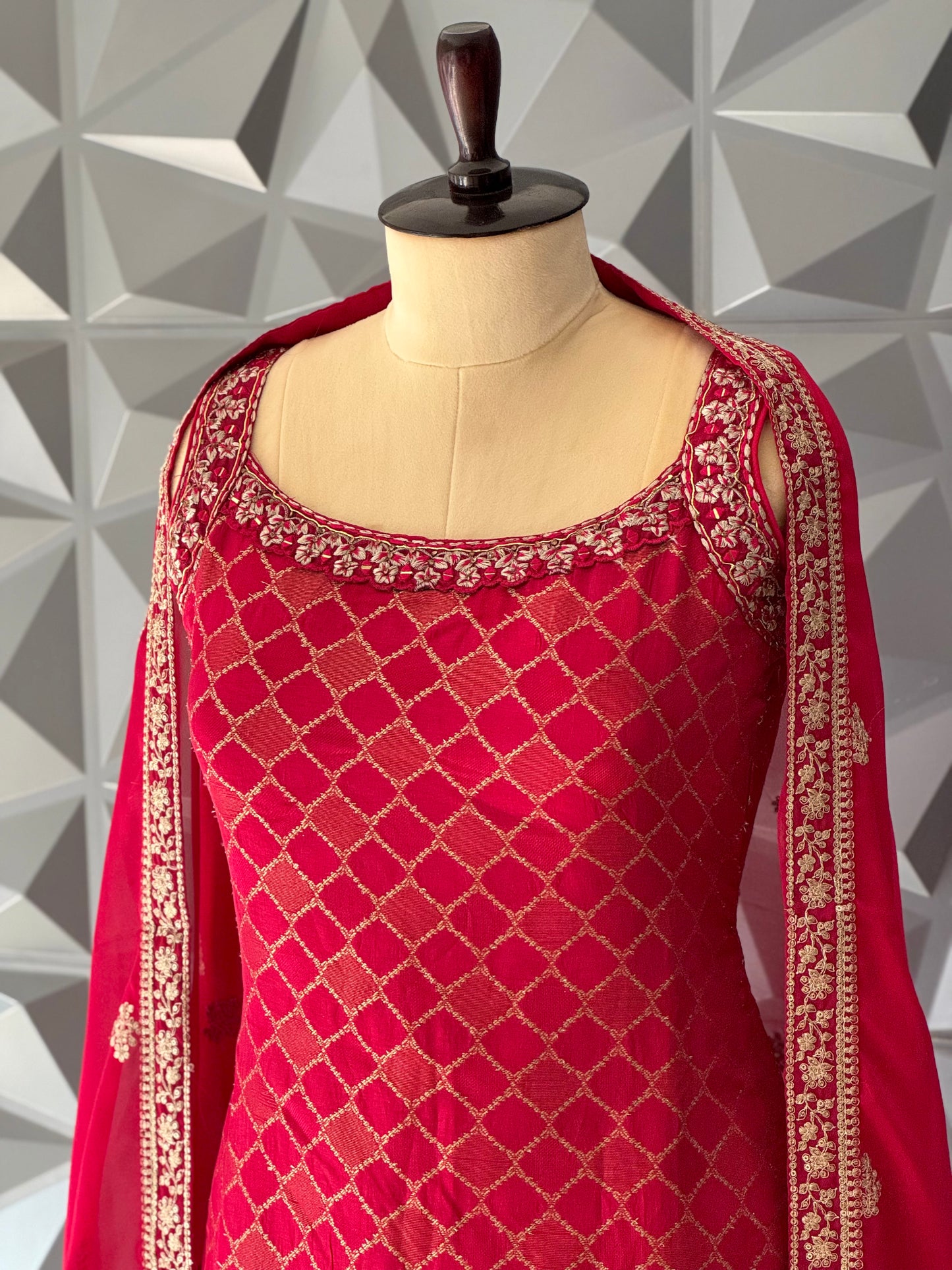 Red Sharara Set