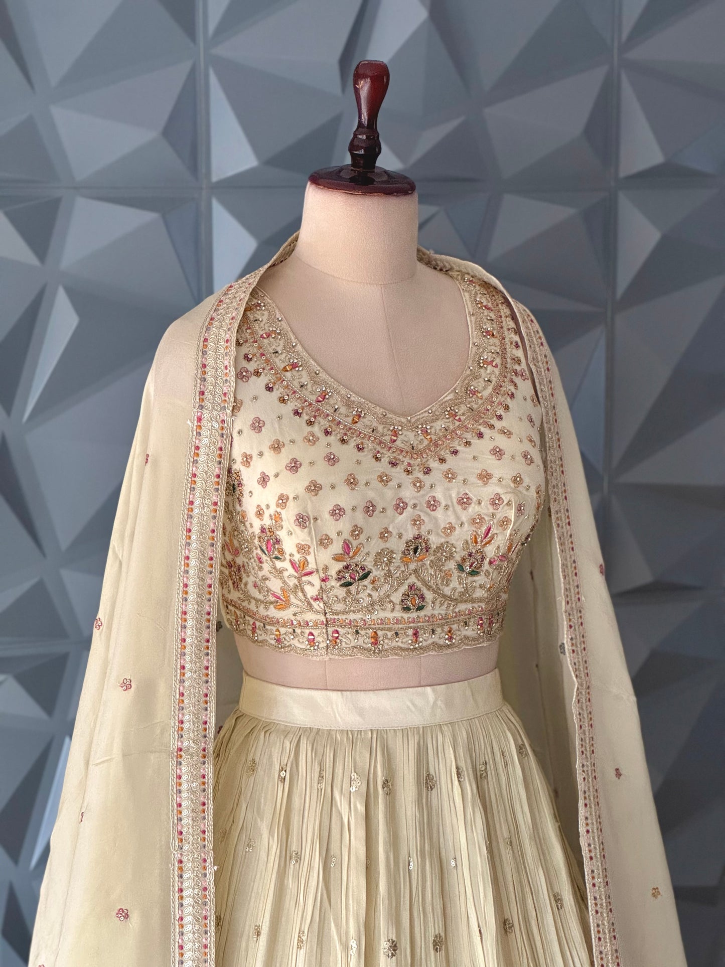Ivory Embroidered Lehenga Set