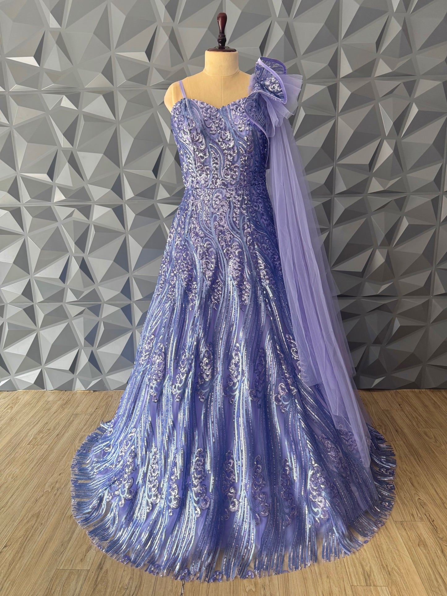 Lavender Designer Long Gown