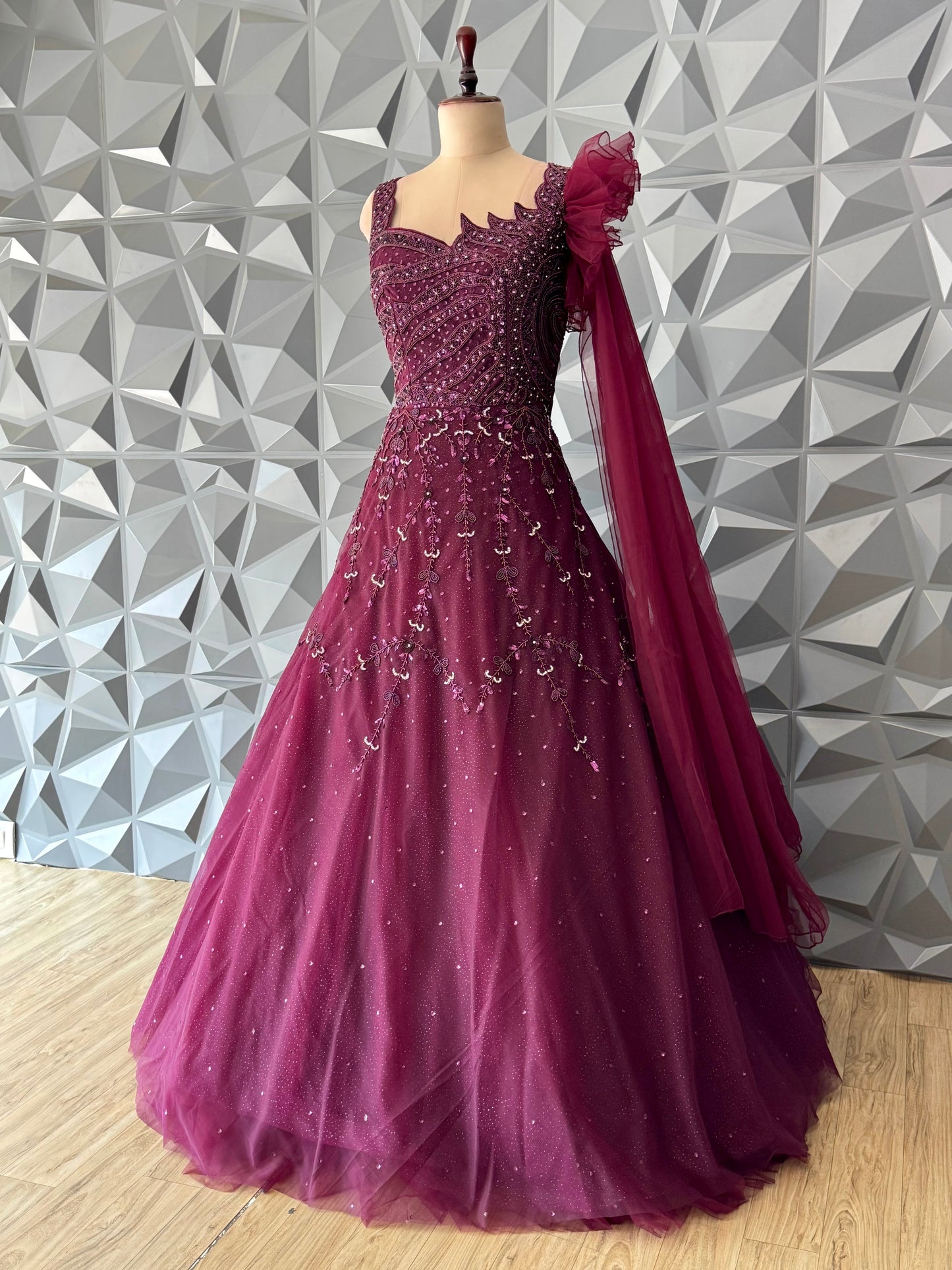 Wine Designer Gown