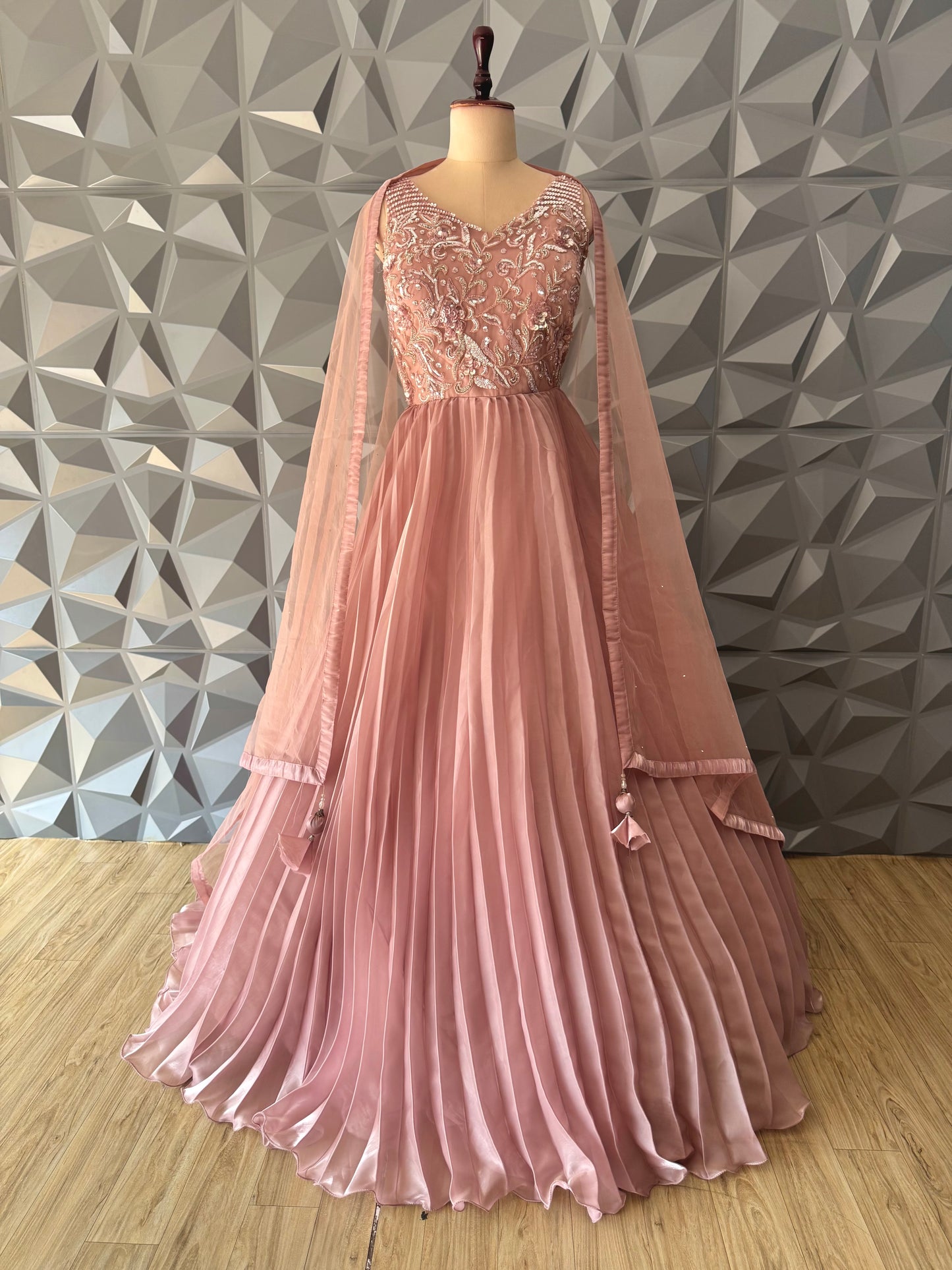 Mauve Pink Tissue Long Dress