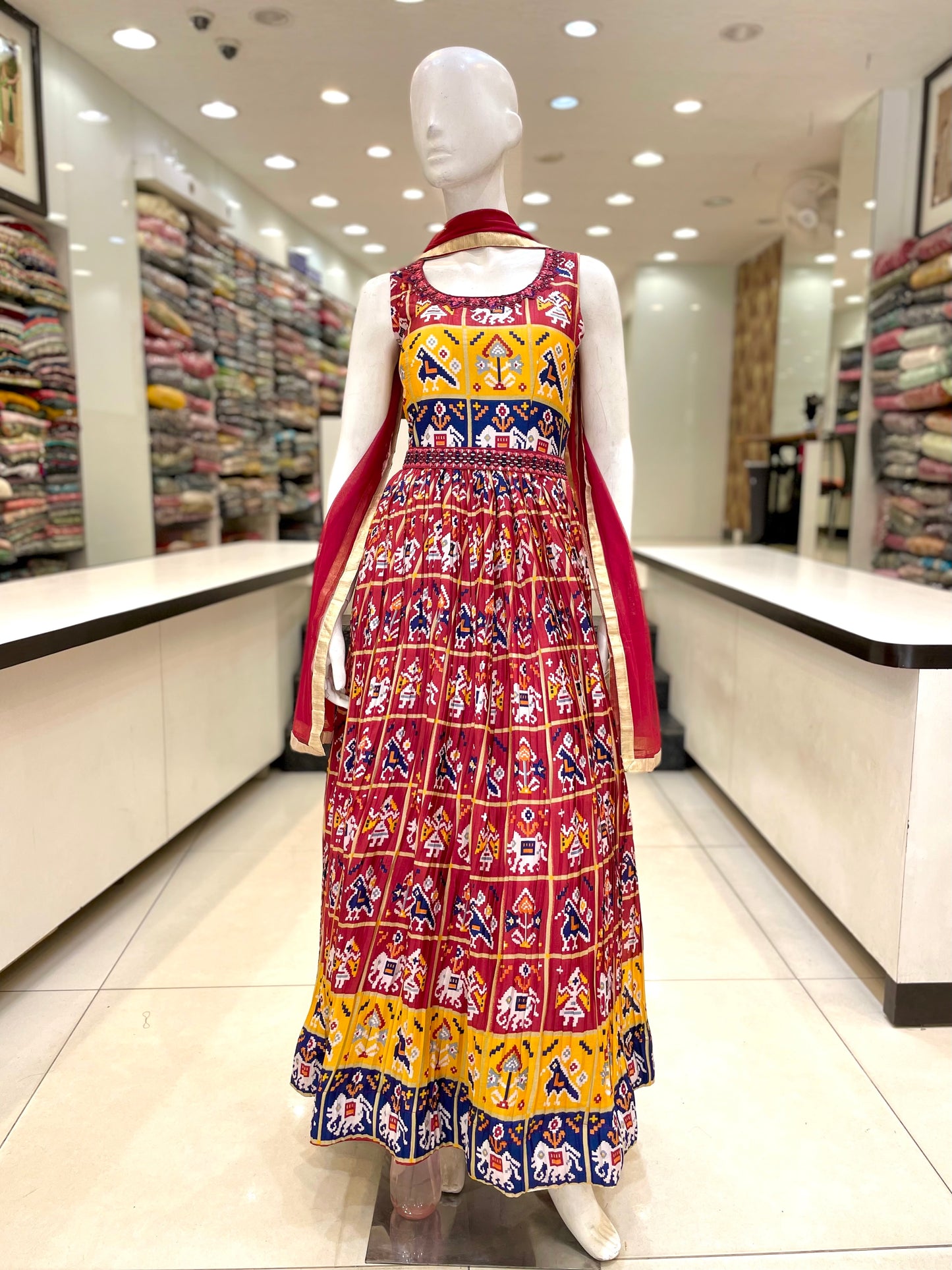 Red Patola Long Dress