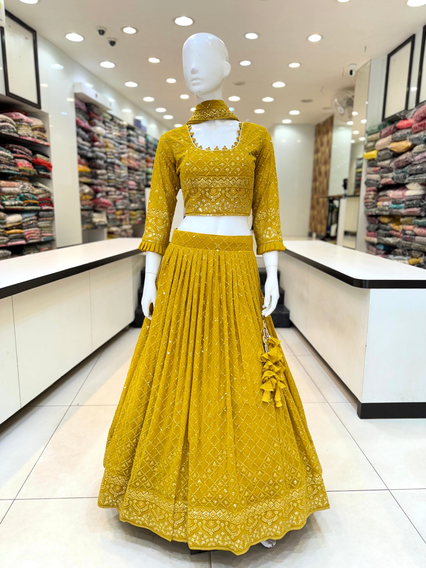 Yellow Chikankari Lehenga Set