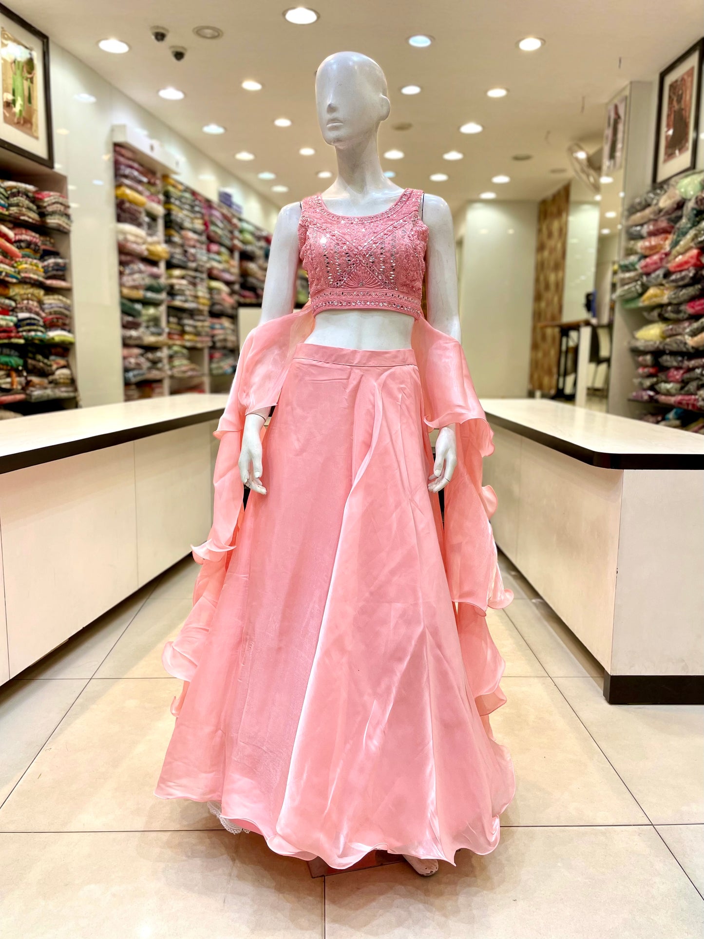 Baby Pink Tissue Lehenga Set