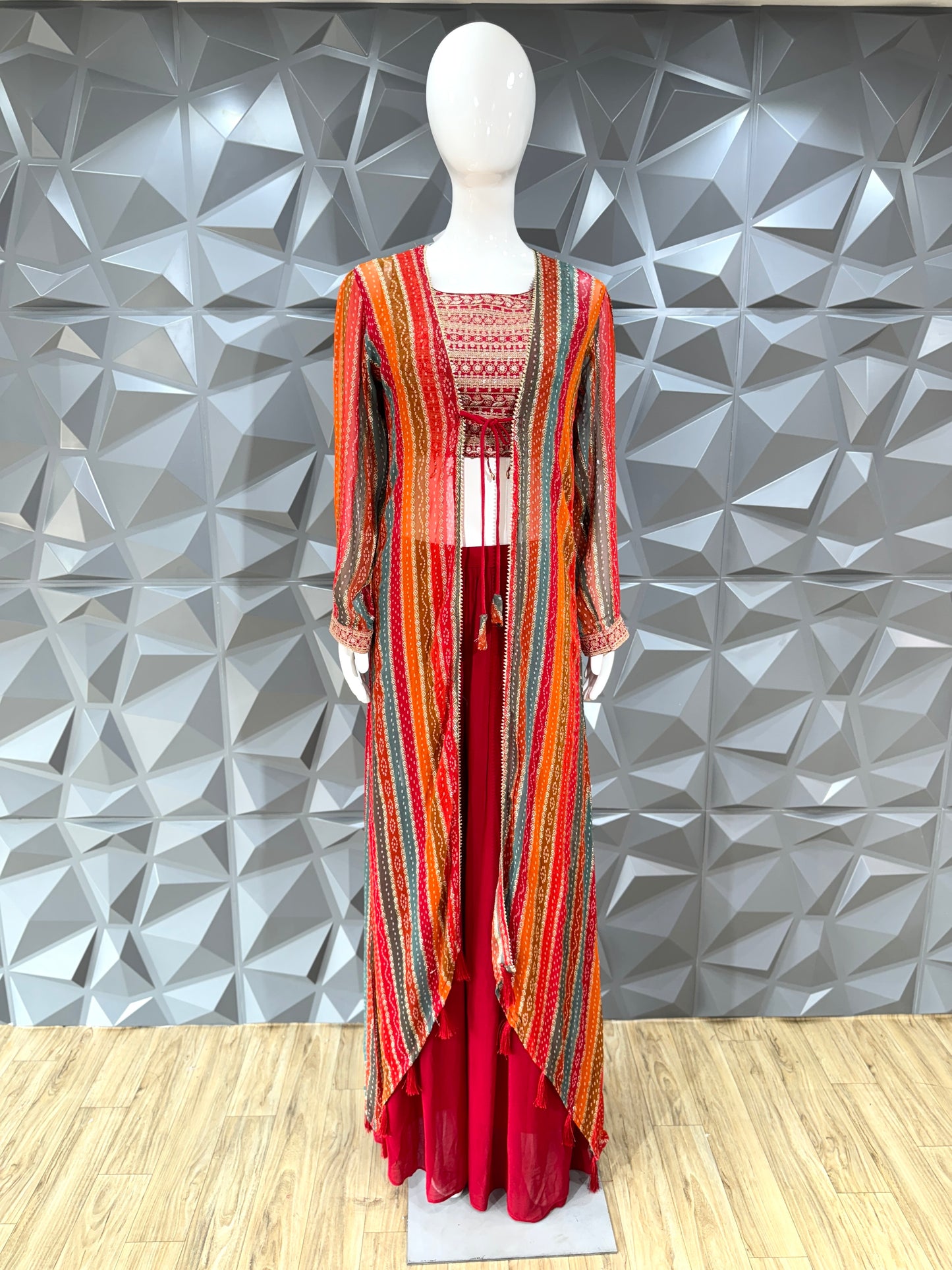 Multi Coloured Coat Model Palazzo Set