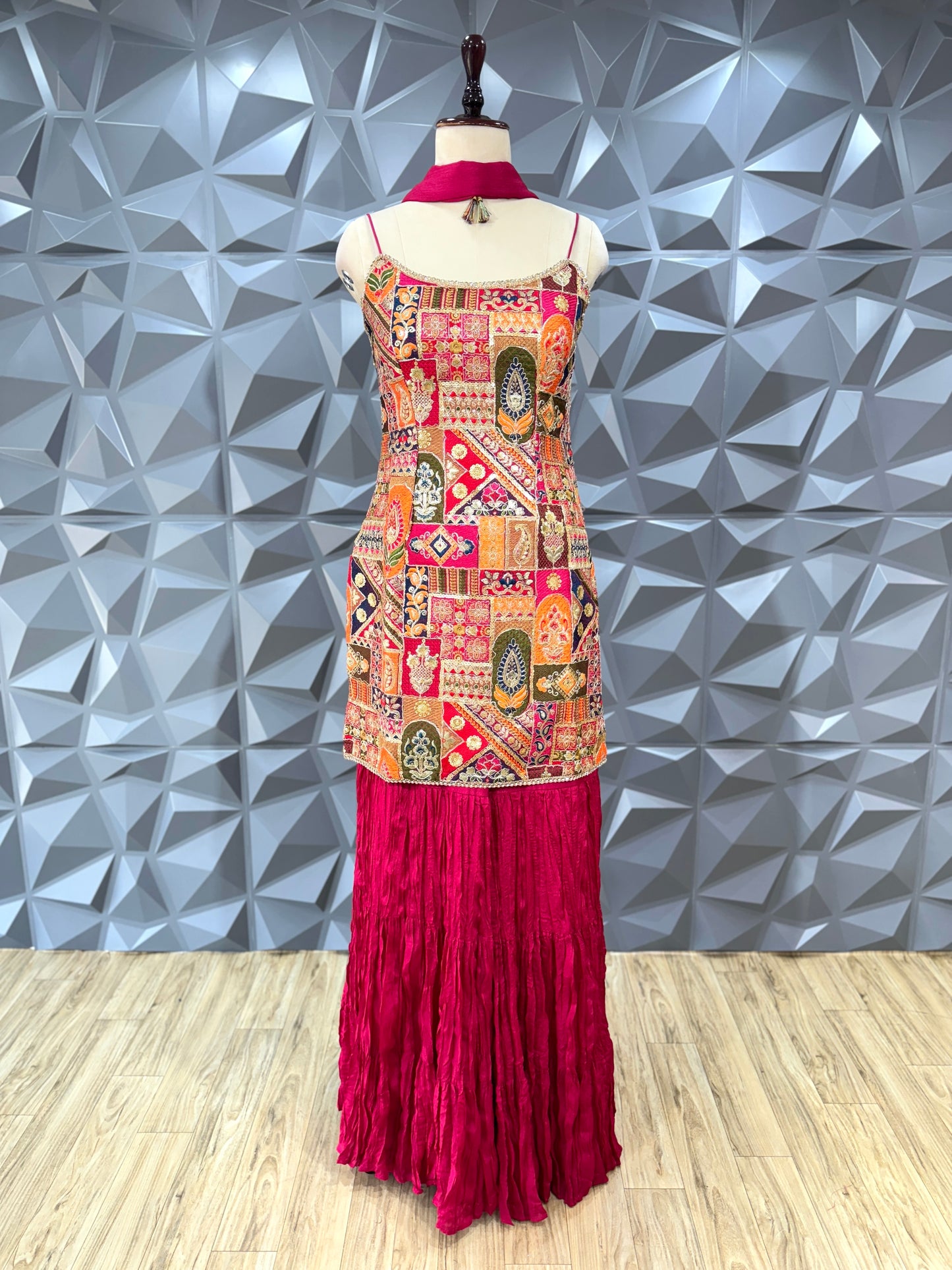 Red Sharara Set