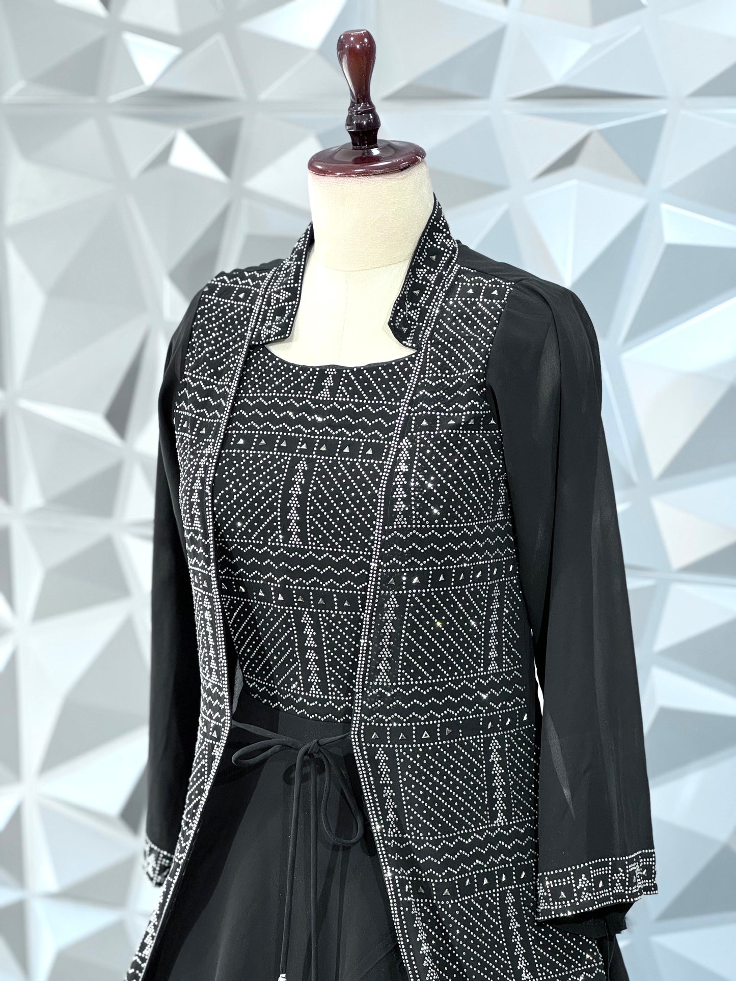 Black Coat Model Long Dress