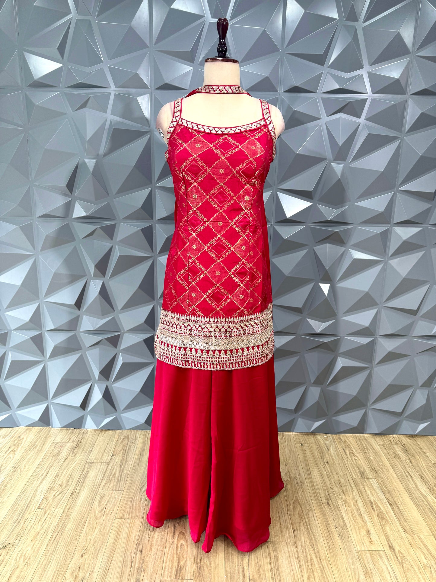 Red Sharara Set