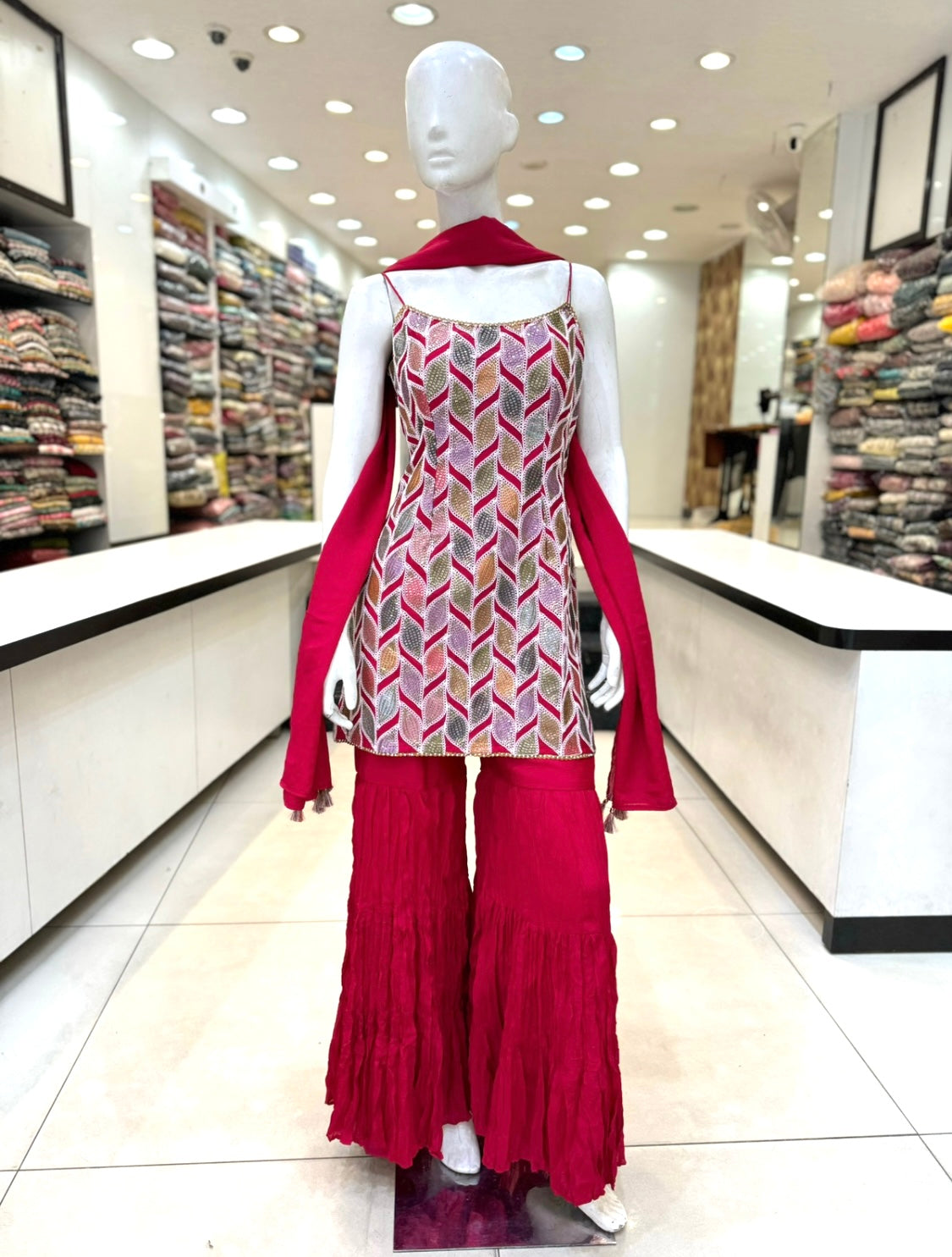 Red Sharara Set