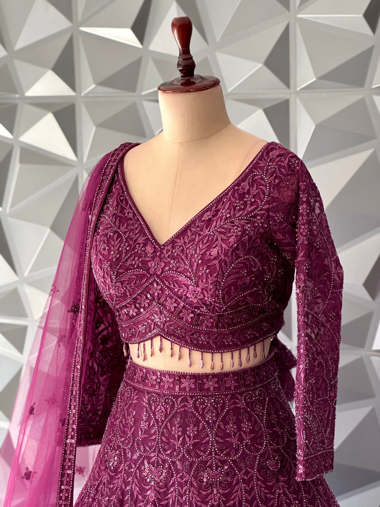 Wine Lehenga Set