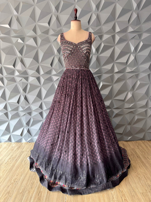 Wine Multicoloured Long Gown