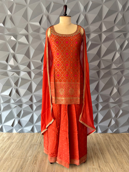 Orange Sharara Set