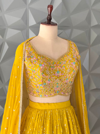 Yellow Embroidered Lehenga Set