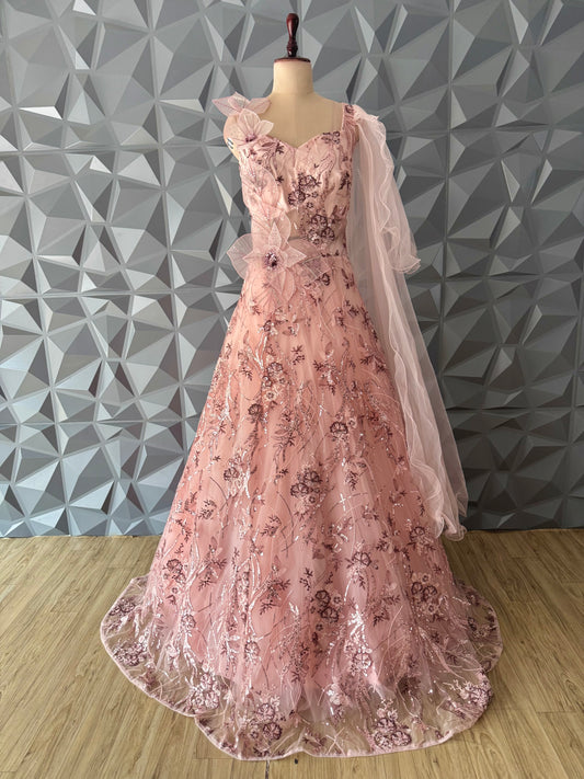 Peach Designer Gown