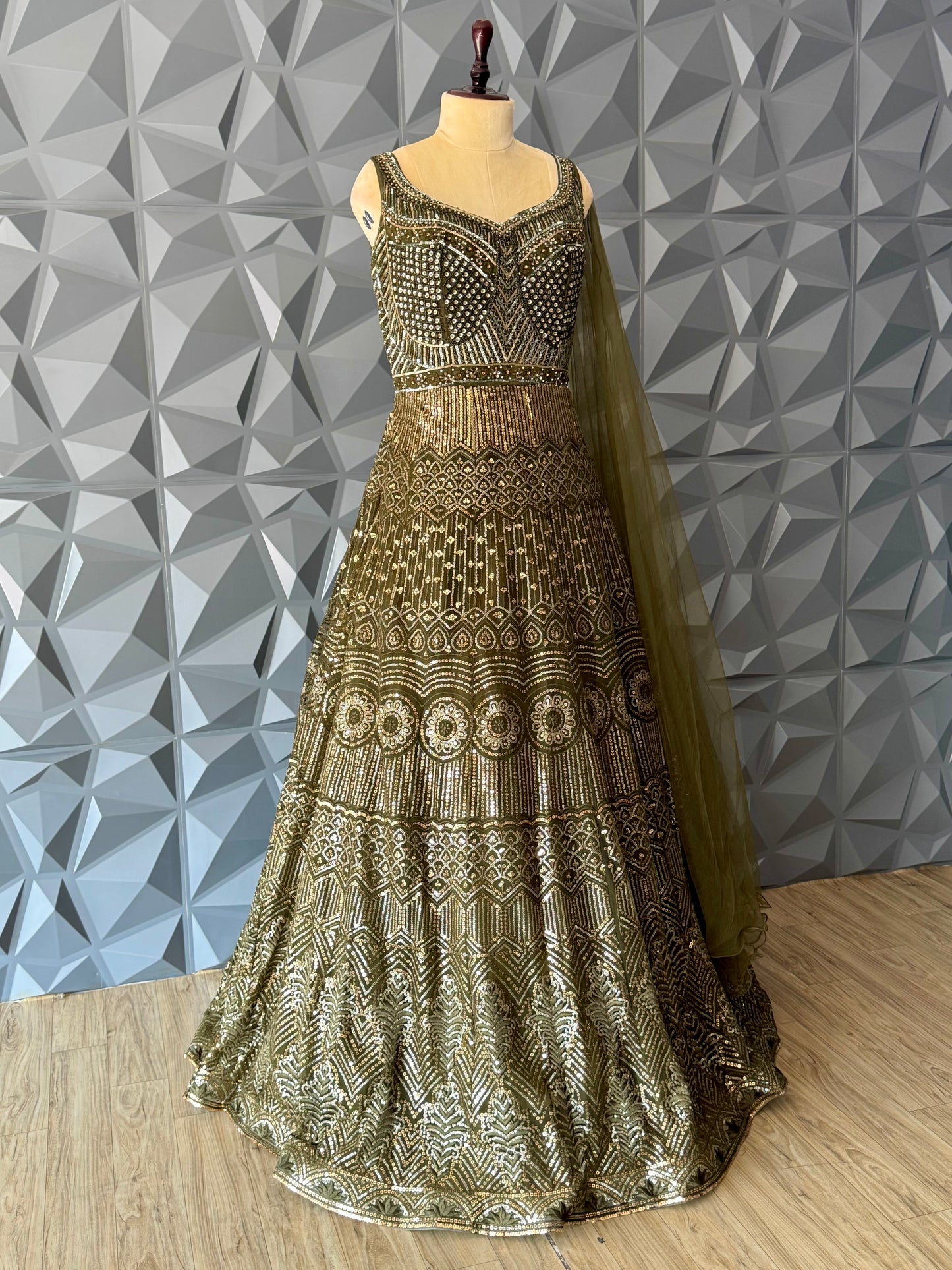 Mehendi Green Long Gown