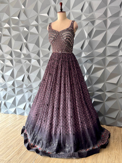 Wine Multicoloured Long Gown