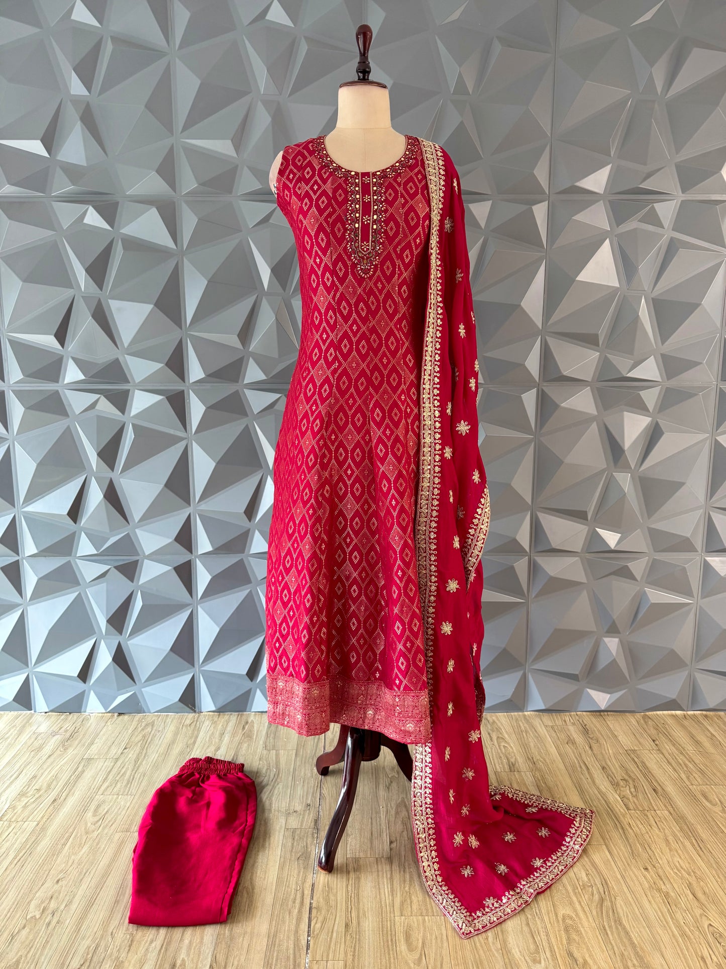 Emerald Green Banarasi style-Anarkali set
