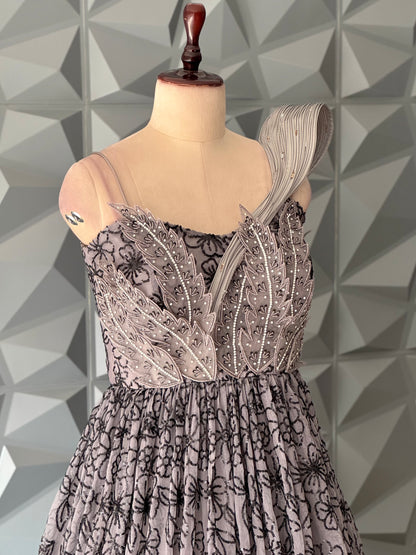 Grey and Black Designer Gown