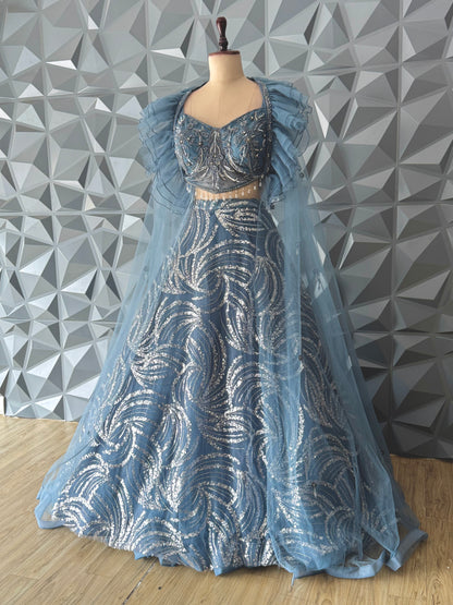 Powder Blue Designer Lehanga Set