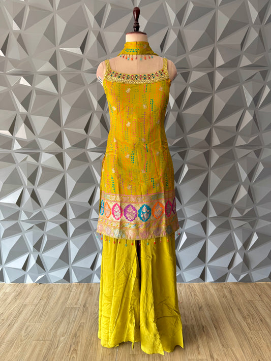 Lemon Yellow Sharara Set