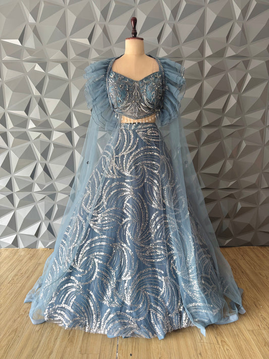 Powder Blue Designer Lehanga Set