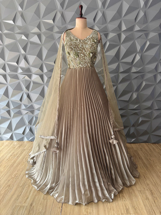 Olive Green Tissue Long Dress