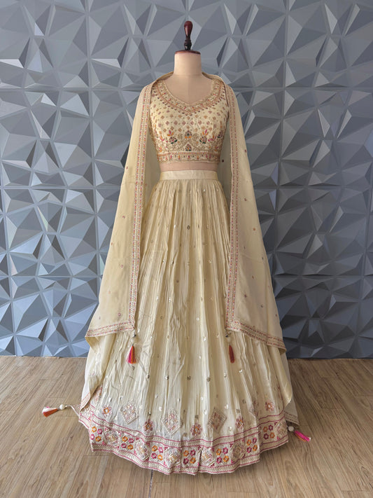 Ivory Embroidered Lehenga Set