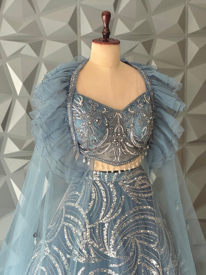 Powder Blue Designer Lehanga Set