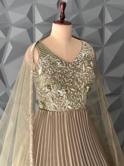 Olive Green Tissue Long Dress